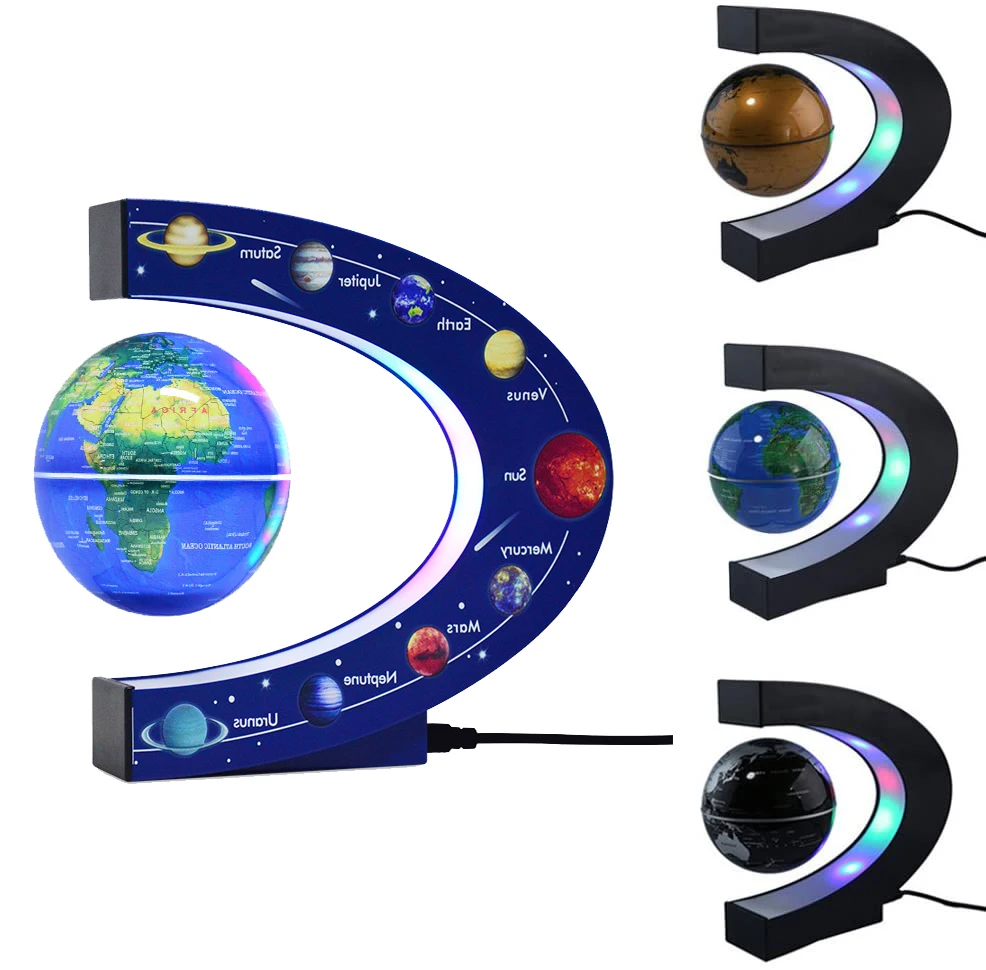 

Floating Magnetic Levitation Globe World Map With LED Lights Rotating Novelty Ball Lamp Educational Gifts For Kids Home Decor