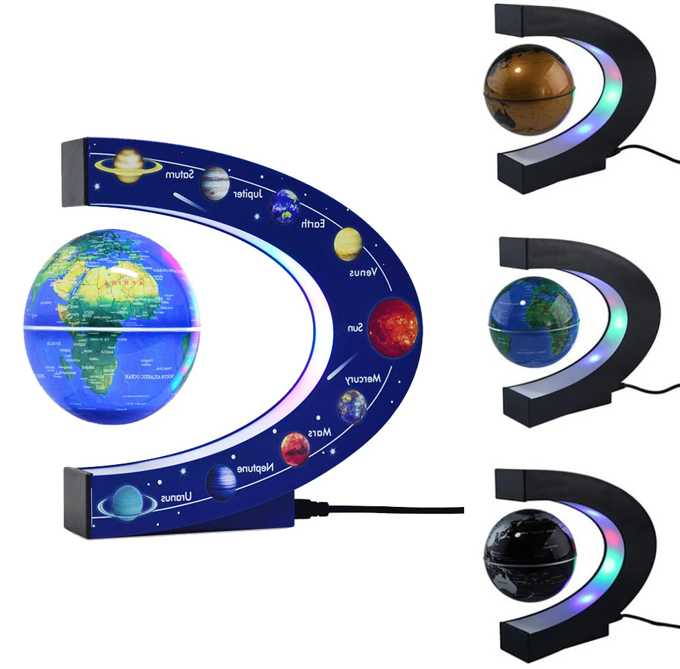 Плавающая Магнитная левитационная глобус Карта мира светодиодный Ной