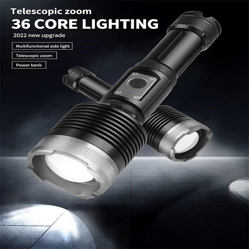 

Xhp360 Led Flashlight 2000-2500 Lumens Ultra-bright Long-range Retractable Mini Torch USB Four Modes for Outdoor Travel Hiking