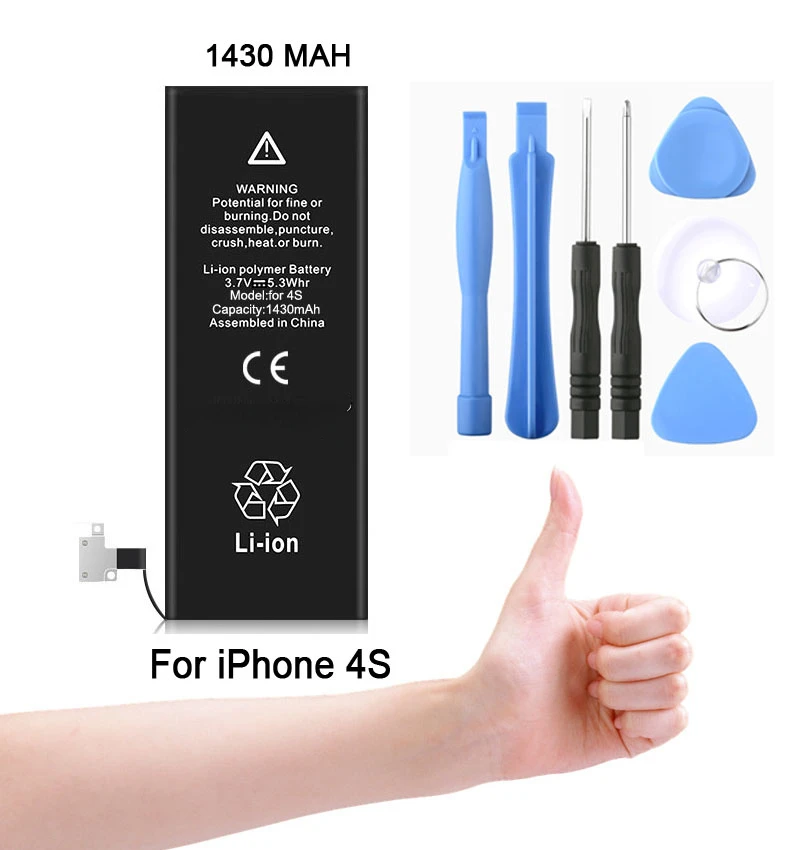 Аккумулятор для IPhone 4S 4Gs набор инструментов с реальной емкостью сменная батарея
