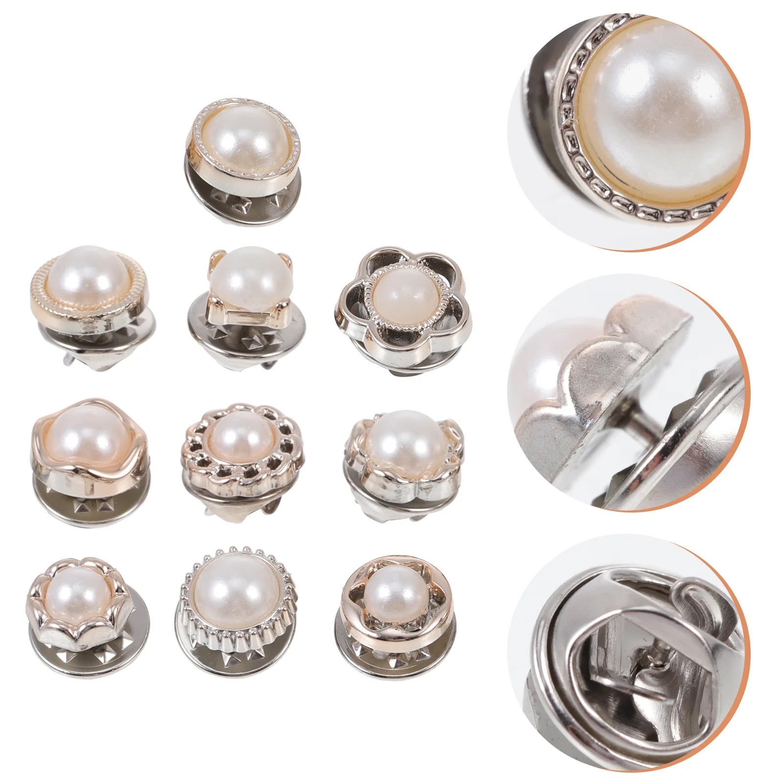 

50 Pcs Crystal Decor Mini Brooch Pin Badges Safety Skirt Buttons Cover Button Pin Brooch Buckle Decorate No Sewing Buttons
