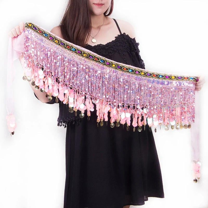 

Sequin Fringed Skirt For Women Belly Dance Skirt Accessories Sequin Fringed Bohemian Belt Scarf Waist Chain Bellydance Show 2022