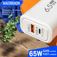 고속 C타입 고속 충전 휴대폰 어댑터, PD 65W GaN USB 충전기, 아이폰 15 샤오미 화웨이용