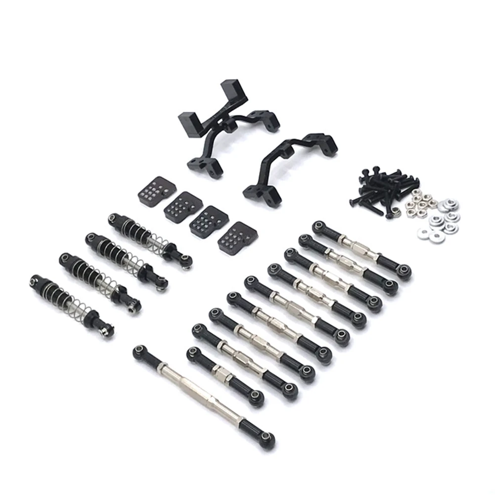 

Metal Steering Link Rod Pull Rod Mounts Shock Absorbers Set for WPL C14 C24 C24-1 1/16 RC Car Upgrade Parts,Black