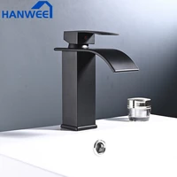 hanwee basin sink bathroom faucet deck mounted hot cold water basin mixer taps matte black lavatory sink tap crane