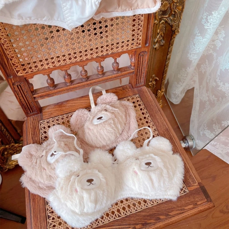 95AB женский комплект из 2 предметов с милым медведем плюшевый бюстгальтер и