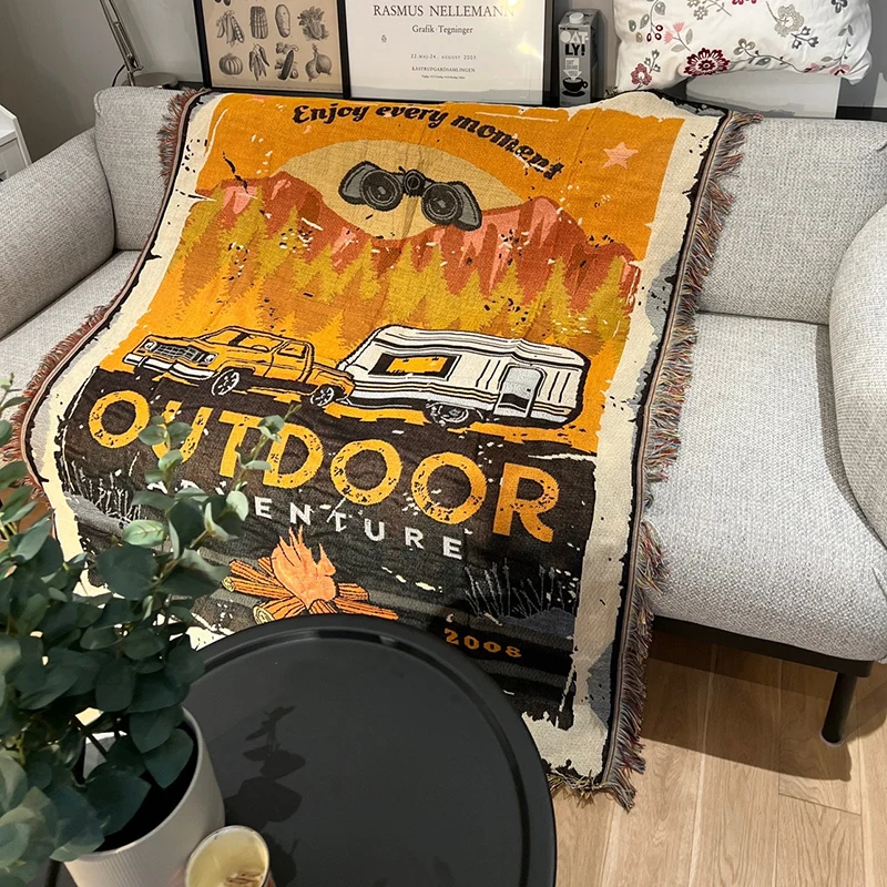 

American Camping Throw Blanket Sofa Covers Cobertor Decorations For Home Dust Cover Chic Yellow Car Blankets For Bed