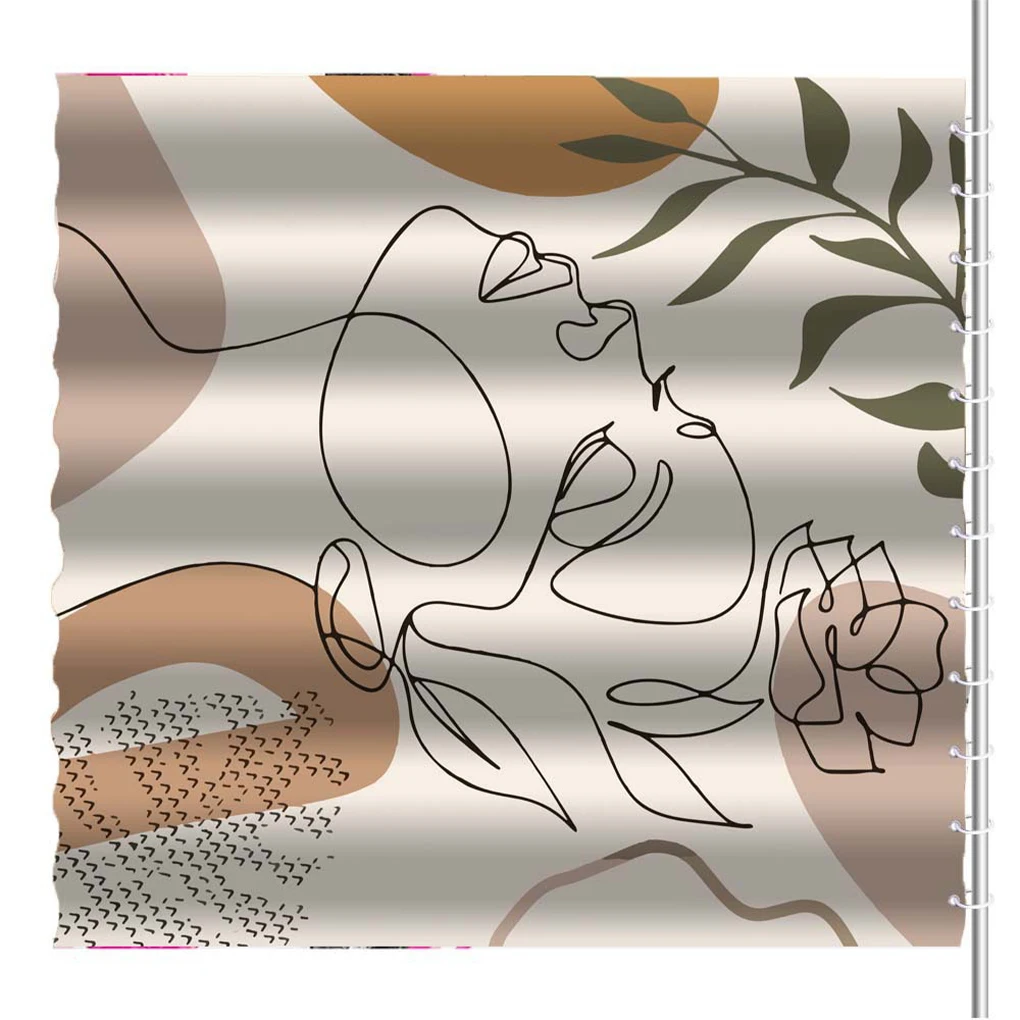 

11pieces Waterproof Shower Curtain Modern Easy To Clean Durable Space-saving Polyester Bath Curtain