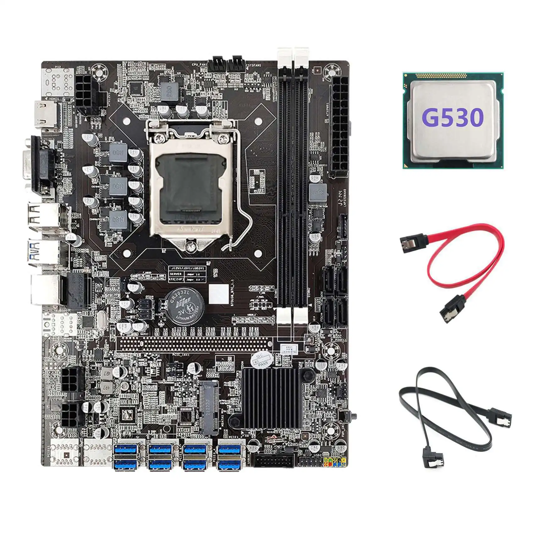 

Материнская плата B75 ETH 8xpcie USB адаптер + G530 ЦПУ + 2xsata кабель LGA1155 MSATA B75 USB Майнер материнская плата