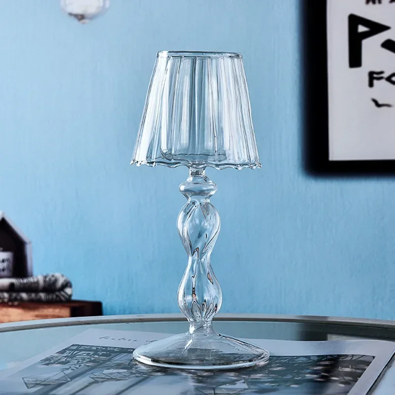 

Transparent glass desk lamp design candlestick home creative decoration