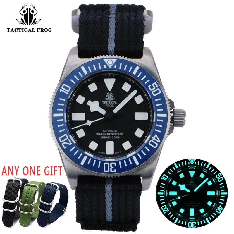 

Tactical Frog Titanium Men Watch V4 NH35 Automatic Mechanical Sapphire Glass 200M Waterproof BGW-9 Luminous Men Dive Watches FXD