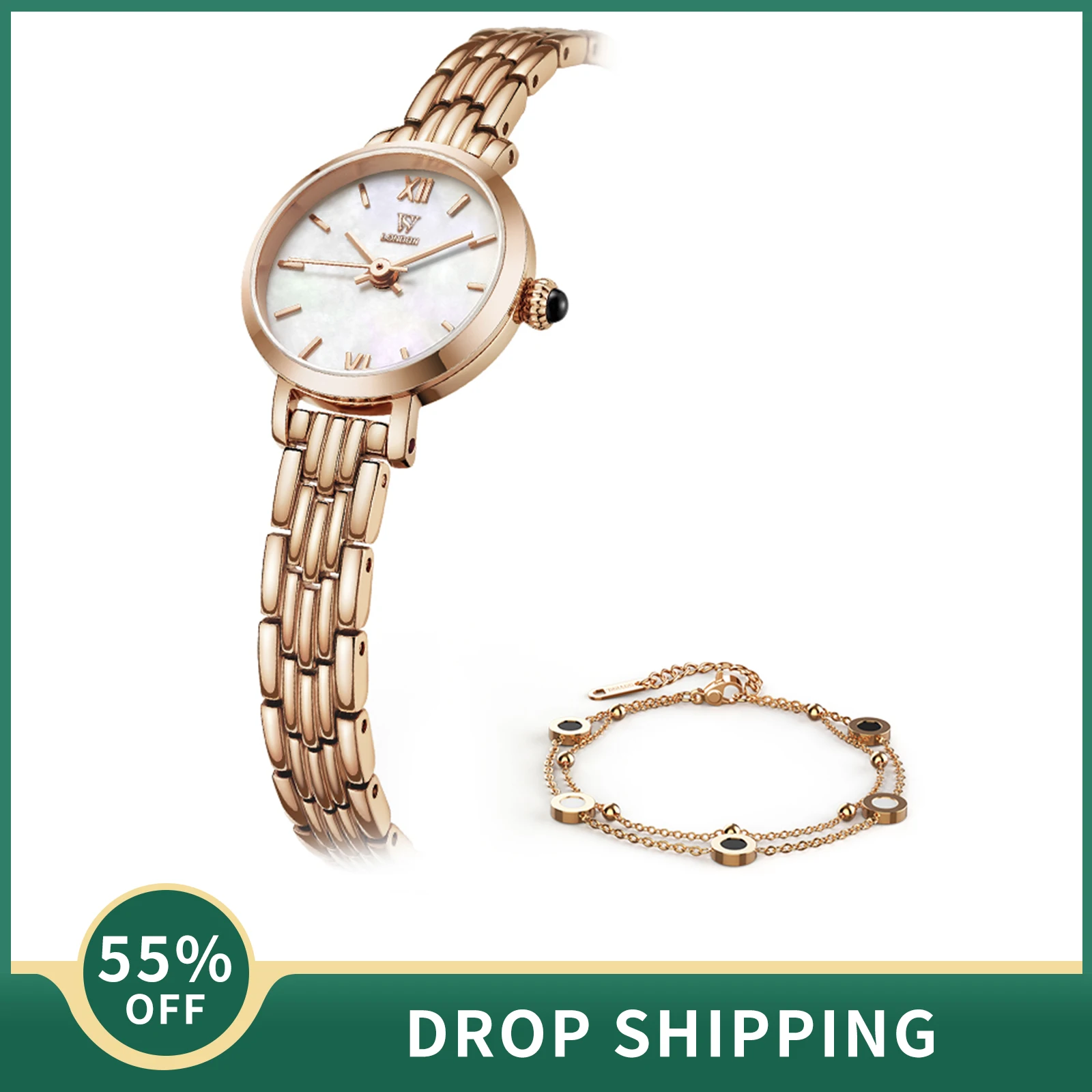 

WS Watches Wrist Ladies Unique Watch Luxury Brand Quartz Gold Chain Strap Wristwatches Gift for Girlfriends Bracelet for Women