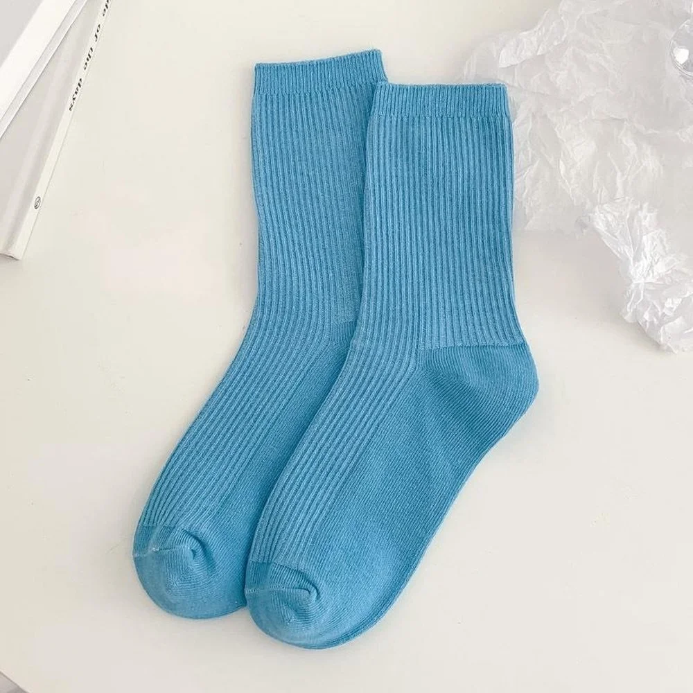 6 Pairs Autumn New Fashion Cute Cartoon Women Socks College Wind Black White Blue Casual Cotton Socks Pile Socks