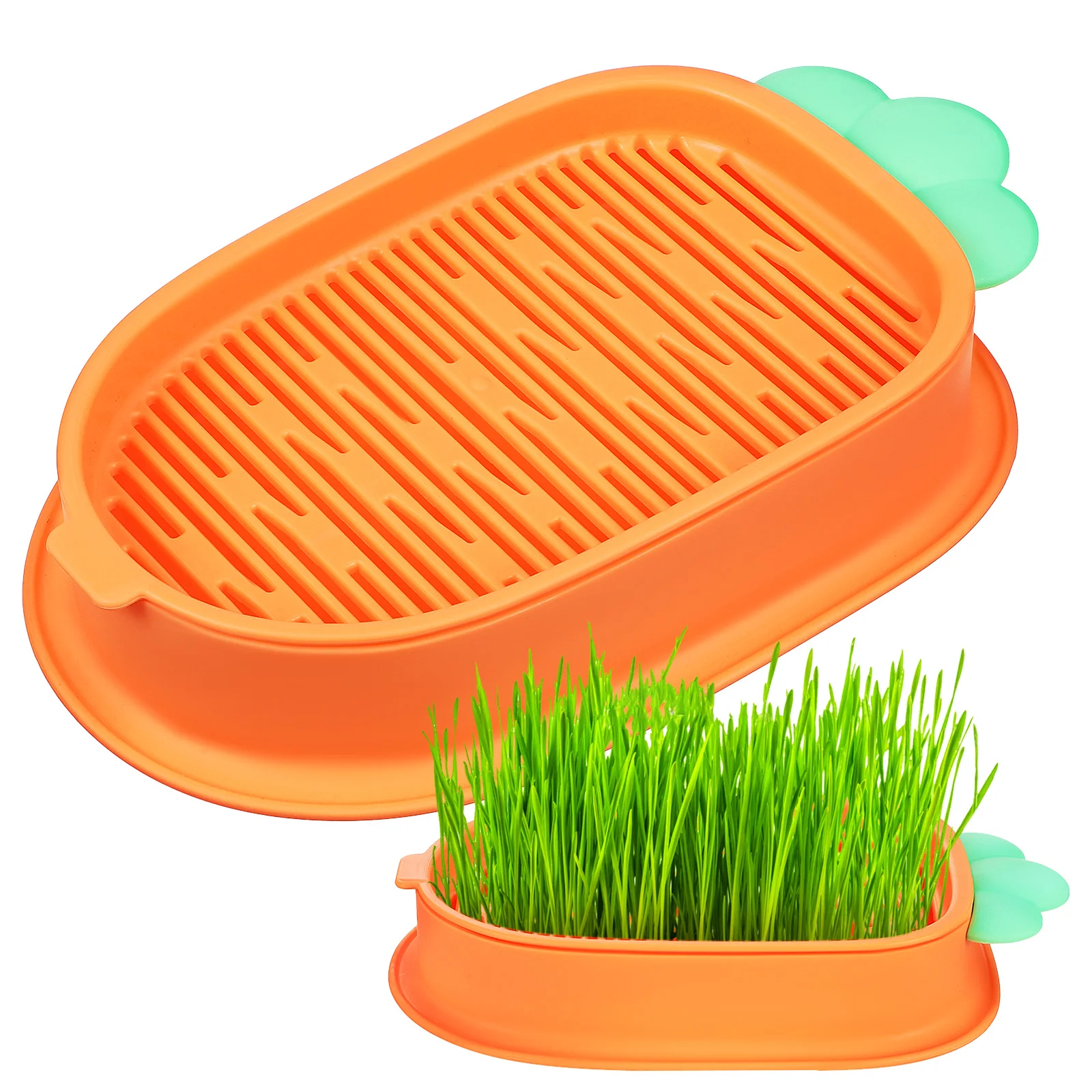 

2pcs Hydroponic Cat Grass Boxes Carrot Shaped Cat Grass Planter Cat Plant Plastic Cat Grass Box