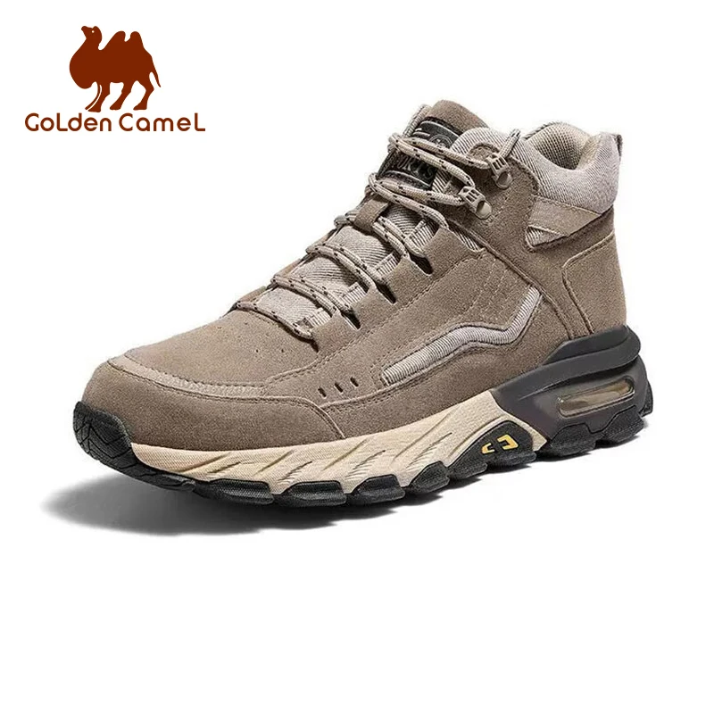 Golden Camel Men's High-top Shoes 2022 Autumn Fashion Outdoor Hiking Shoes for Men Wear-resistant Breathable Short Leather Boots