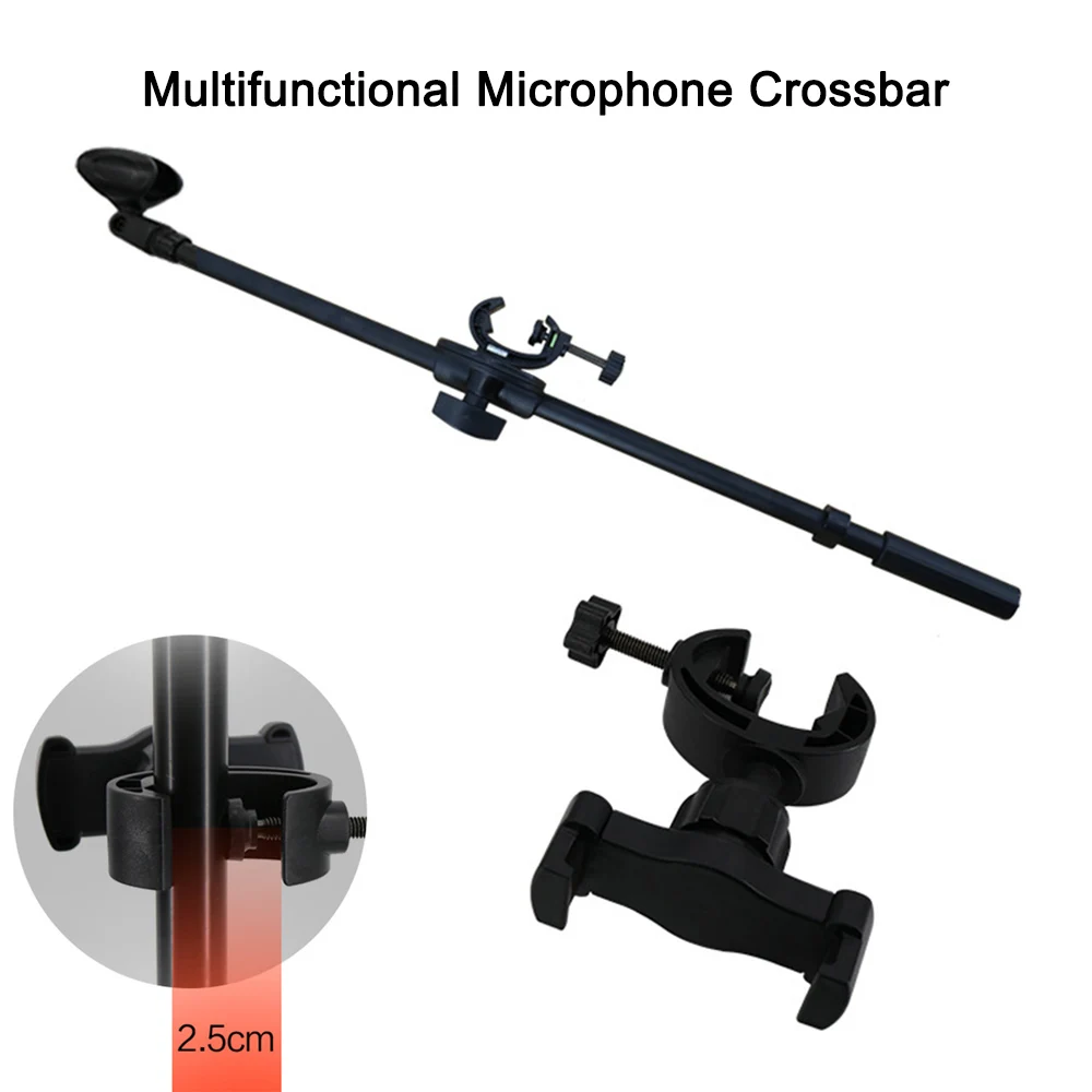 

Microphone Crossbar Stand Cradle Mic Clip Head Mount Phone Clip Tripod Pole Accessories 3/8 Screw Holder Microphone Bracket Kits