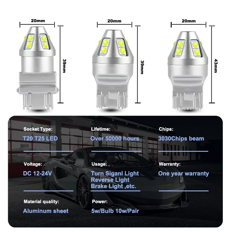 Сигнальная лампа NLpearl 2x T25 3156 P27W P27/7W 3157 Led 3030SMD 7443 Canbus T20 7440 W21W W21/5W сигнал поворота