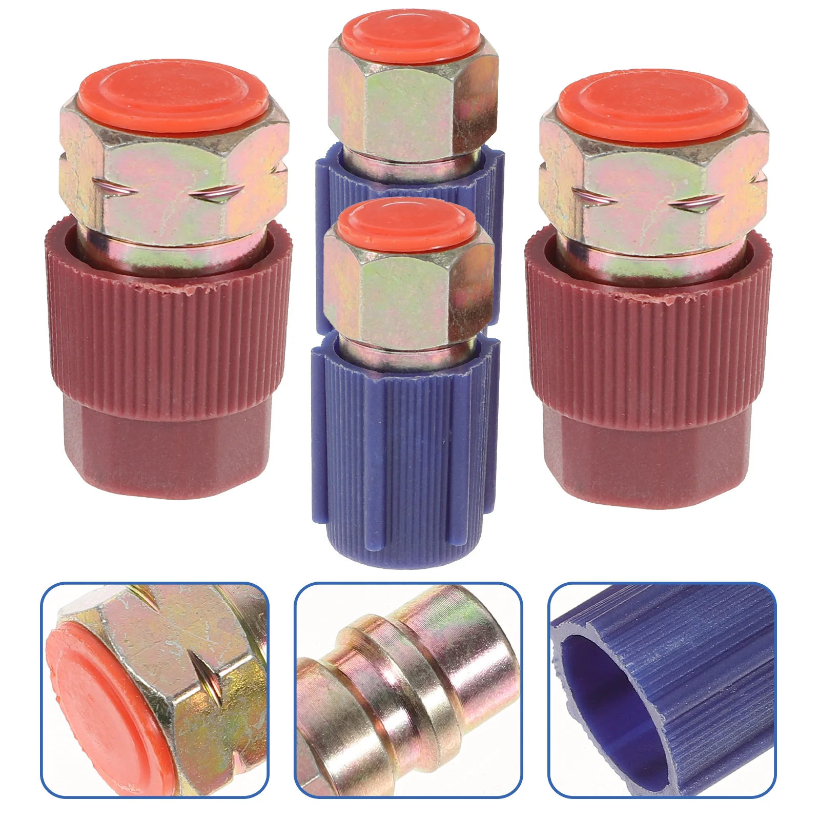 

4 PCS/ R134a Adapter Fittings Quick Coupler Car Accesories R134a Adapter Can Tap AC Retrofit Fitting Adapter Kit Brass Fittings
