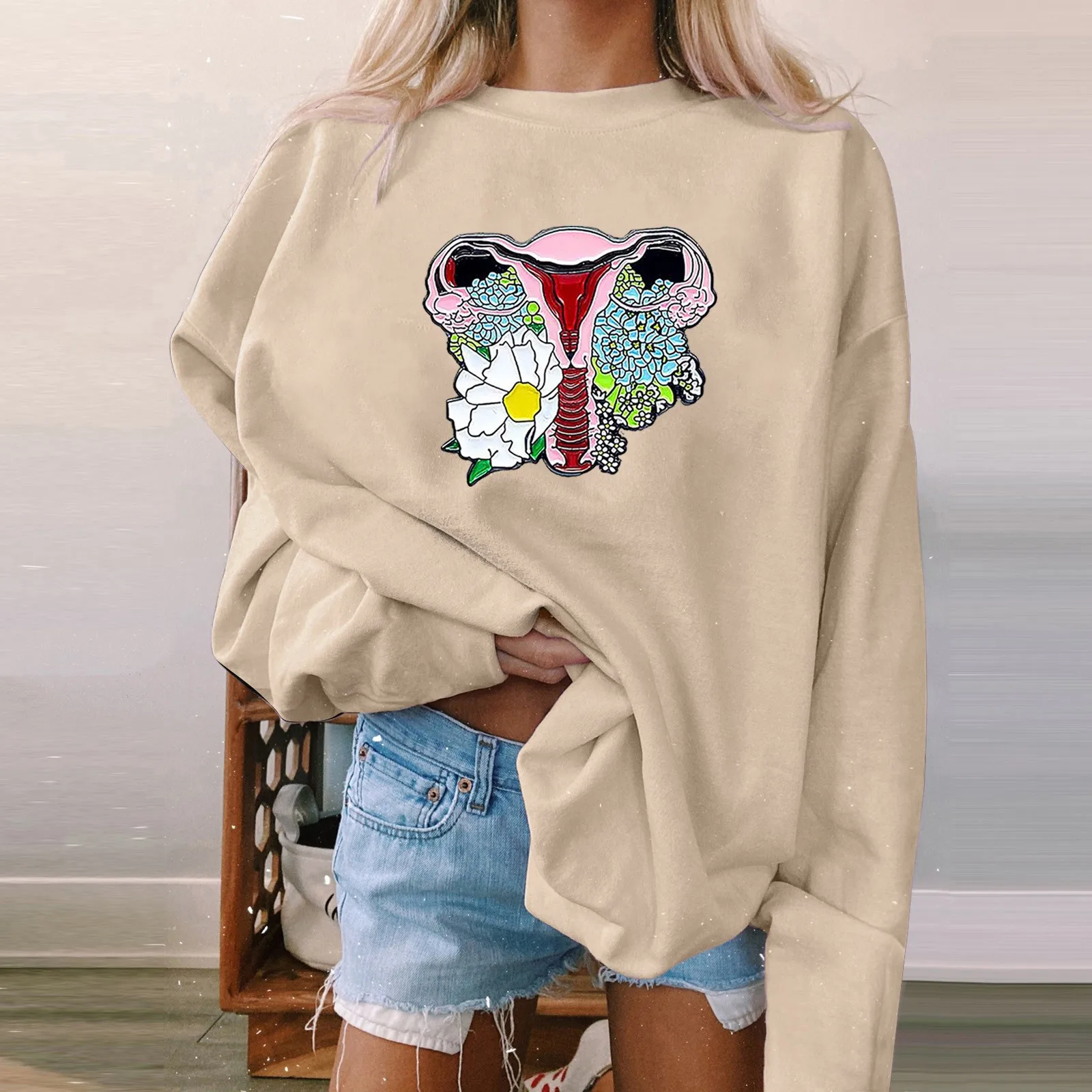 

Spring Oversized Hoodies Gothic Harajuku Streetwear Abortion Rights Printed Sweatshirts Women Autumn Long Sleeve O-neck Pullover