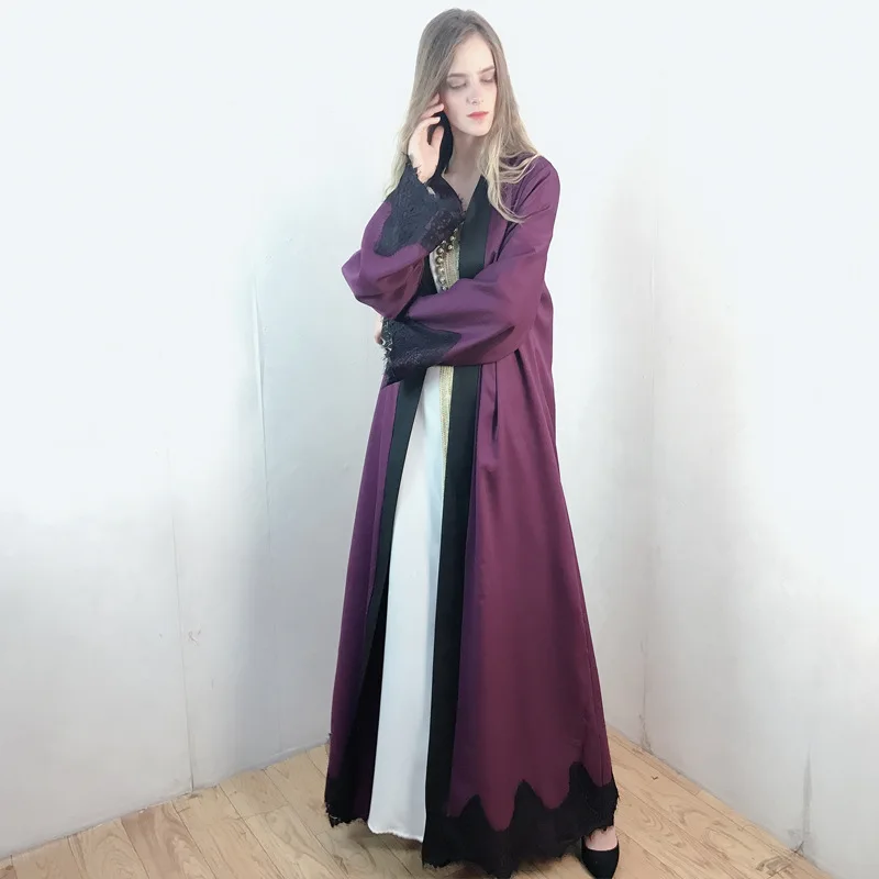 Muslim Abayas For Women Wear With Lace Long Dress Cardigan Robe Kimono Dubai Turkey Kaftan Casual Femme Caftan Islam Clothes