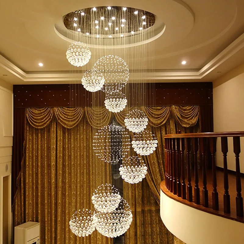 

Duplex Building Big Pendant Lamps Villa Hall Living Room Luxury Crystal Hanging Lamp For Ceiling Stair Fixture Hotel Lobby Light