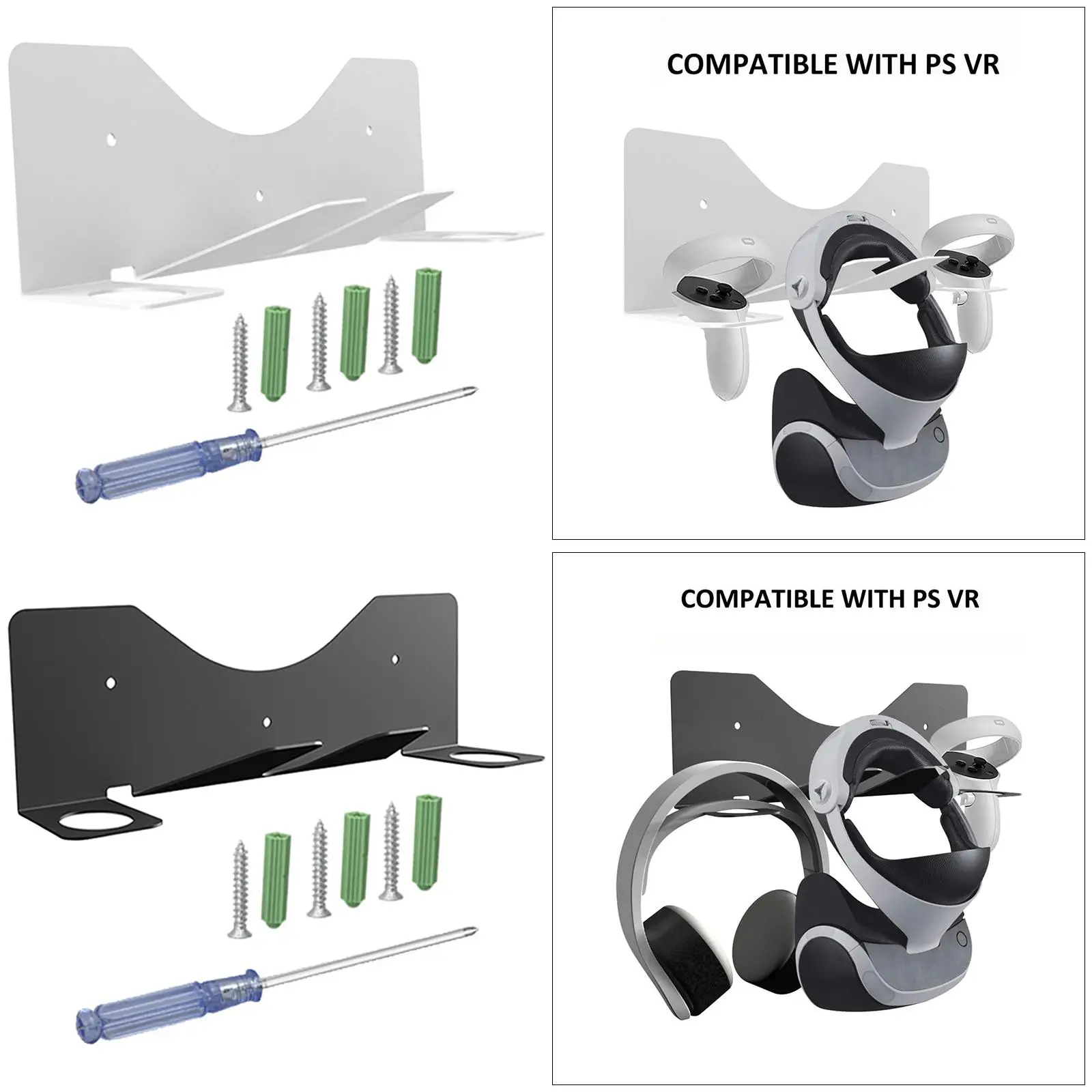 Metal VR Wall Mount Stand Save Space Organizer Hanger Holder for Quest 2 Headsets and Controllers | VR/AR Glasses Accessories