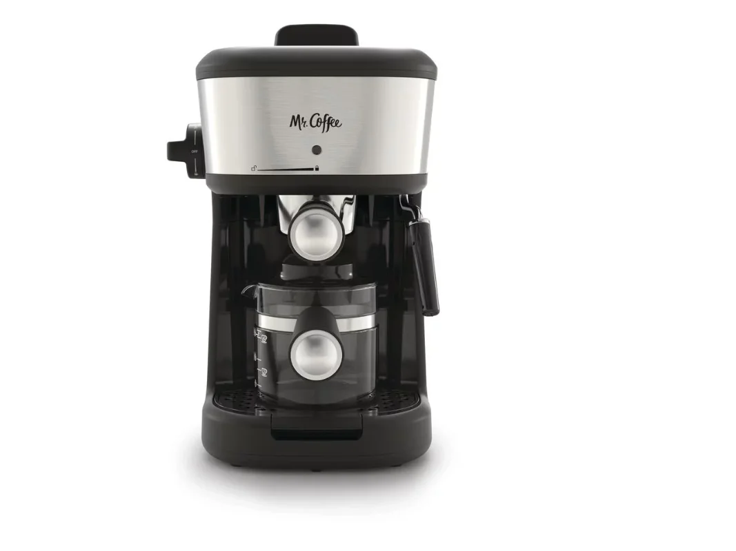 Coffee Makers 4-Shot Steam Espresso, Cappuccino, and Latte Maker in Black