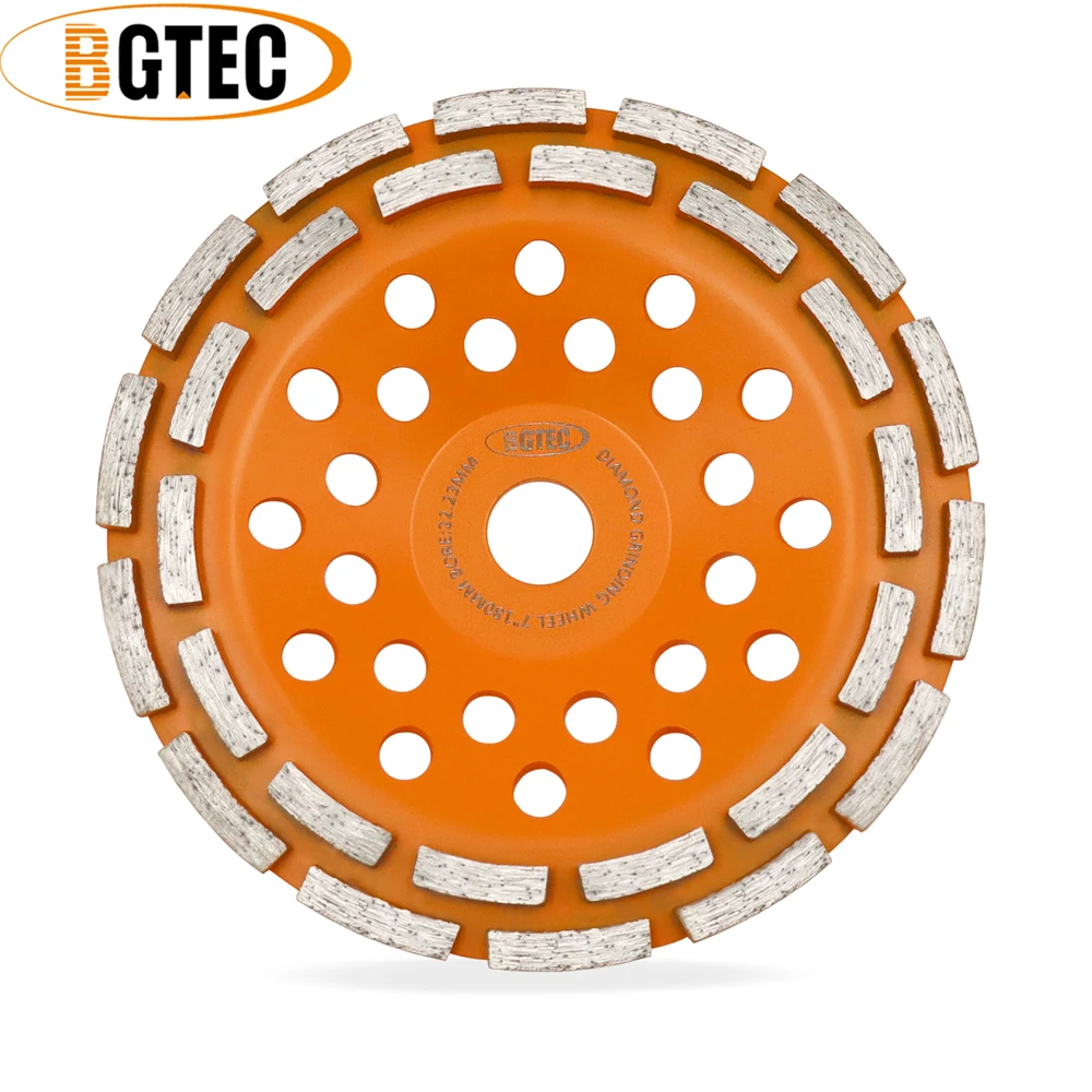 

BGTEC 1pc Diameter 180mm Diamond Double Row Grinding Wheel Plate Hot Pressed Polishing Cup Masonry Concrete 7inch Milling Brick