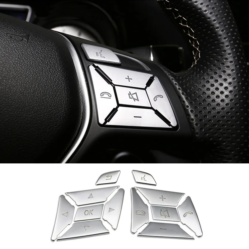 

For Mercedes-Benz A B C E CLA GLA ML GL CLS GLK SL Class Car Steering Wheel Switch Button Cover Trim Car Interior Accessories