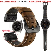26 22 20mm watchband for garmin fenix 7 7s 7x 6 6x pro 5 5x 3hr leather band fenix6 fenix5 smart watch quick release wrist strap