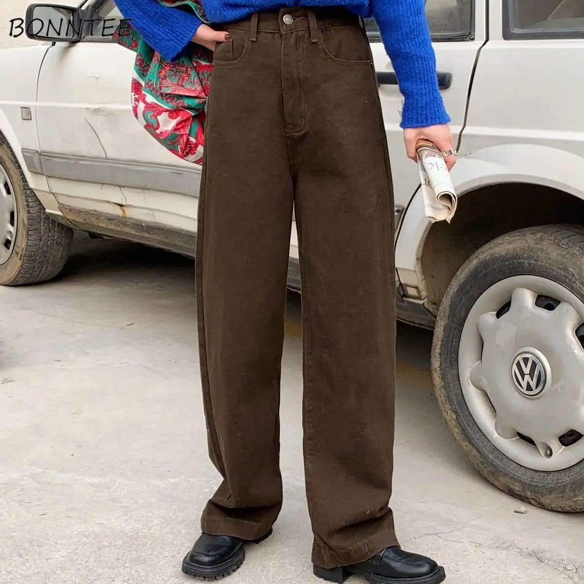 

Jeans Women Denim Solid Washed Hipster Baggy College Chic Ulzzang High Waist Fashion Full Length Cool Girls BF Ins New Arrivals