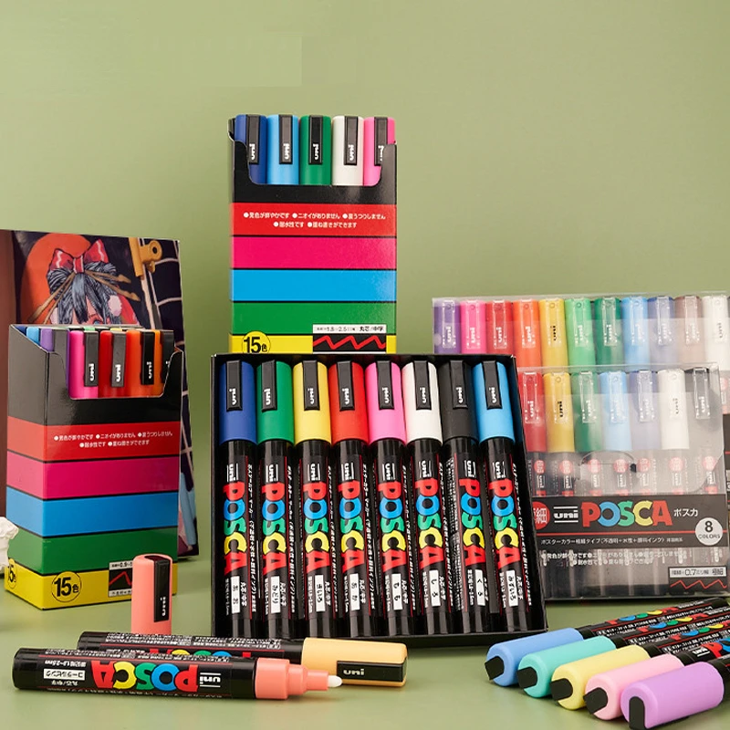 

Acrylic Paint Drawing Markers Set, Mitsubishi Poster Art Pens Extra Fine Point PC-3M PC-1M PC-5M Assorted Colors