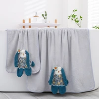 quick dry hand towel cute bear coral fleece holdable kitchen toilet towel absorbent wipe plush hand towel bathroom hanging towel