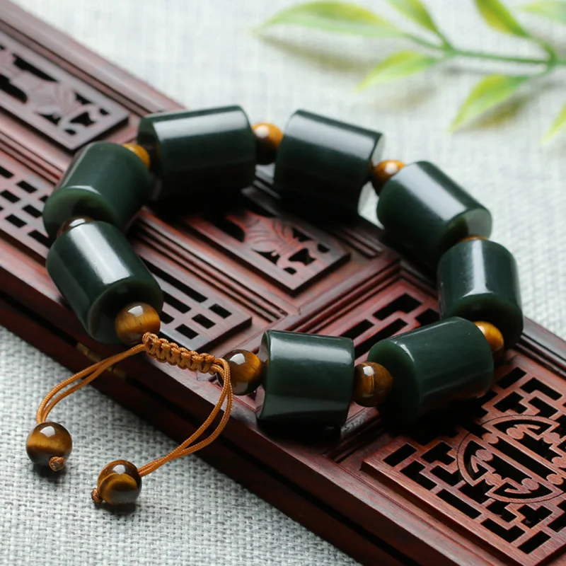 

Natural Hetian Jade Lu Lu Tong Beads Bracelet Jewelry Lucky Safety Auspicious Amulet Fine Jewelry Jades Lucky Amulet Bracelets