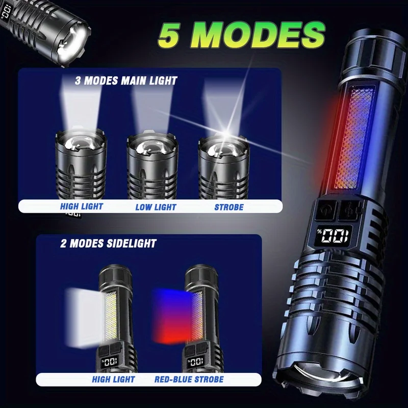 Мощные светодиодные фонарики мощные перезаряжаемые телескопический зум фонарик