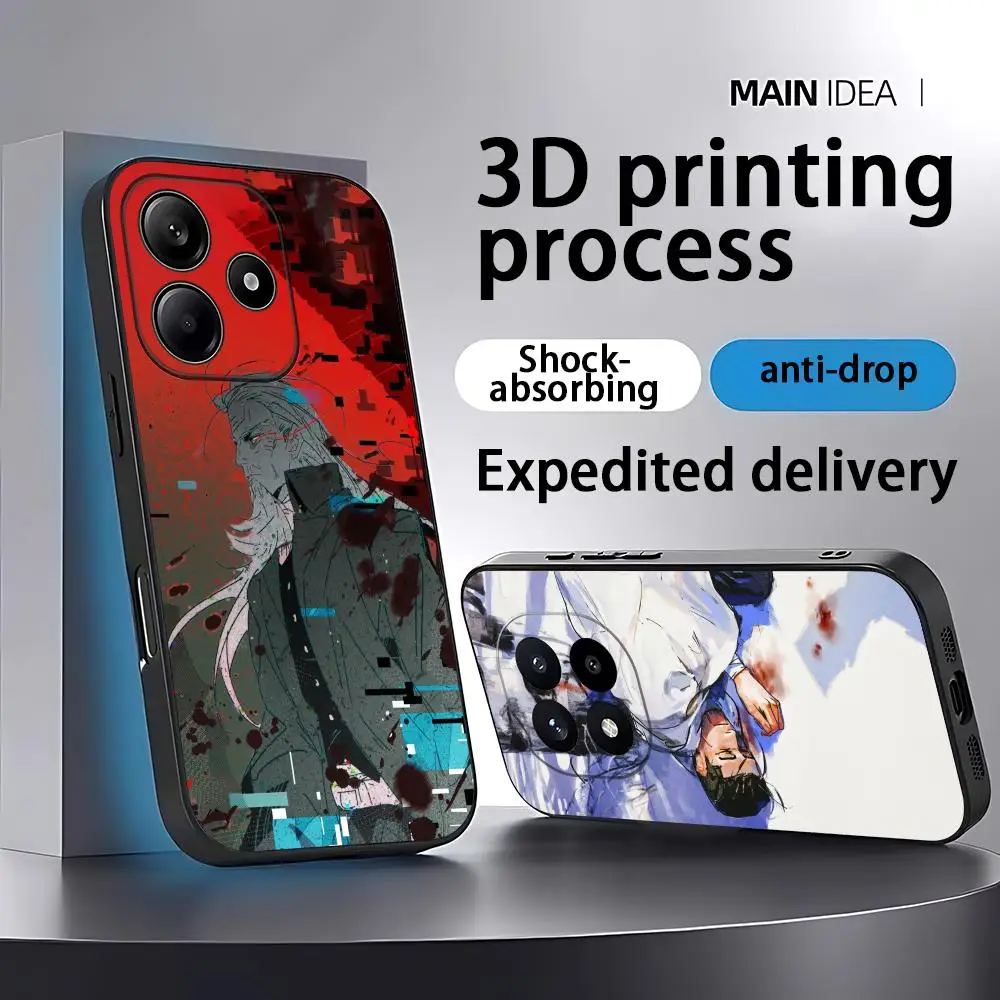 Фото Модный чехол GOLDEN KAMUY для Xiaomi Redmi Note 15 14 13 12 11 Pro Plus S 5G 14C A3, мягкий черный чехол для телефона №1