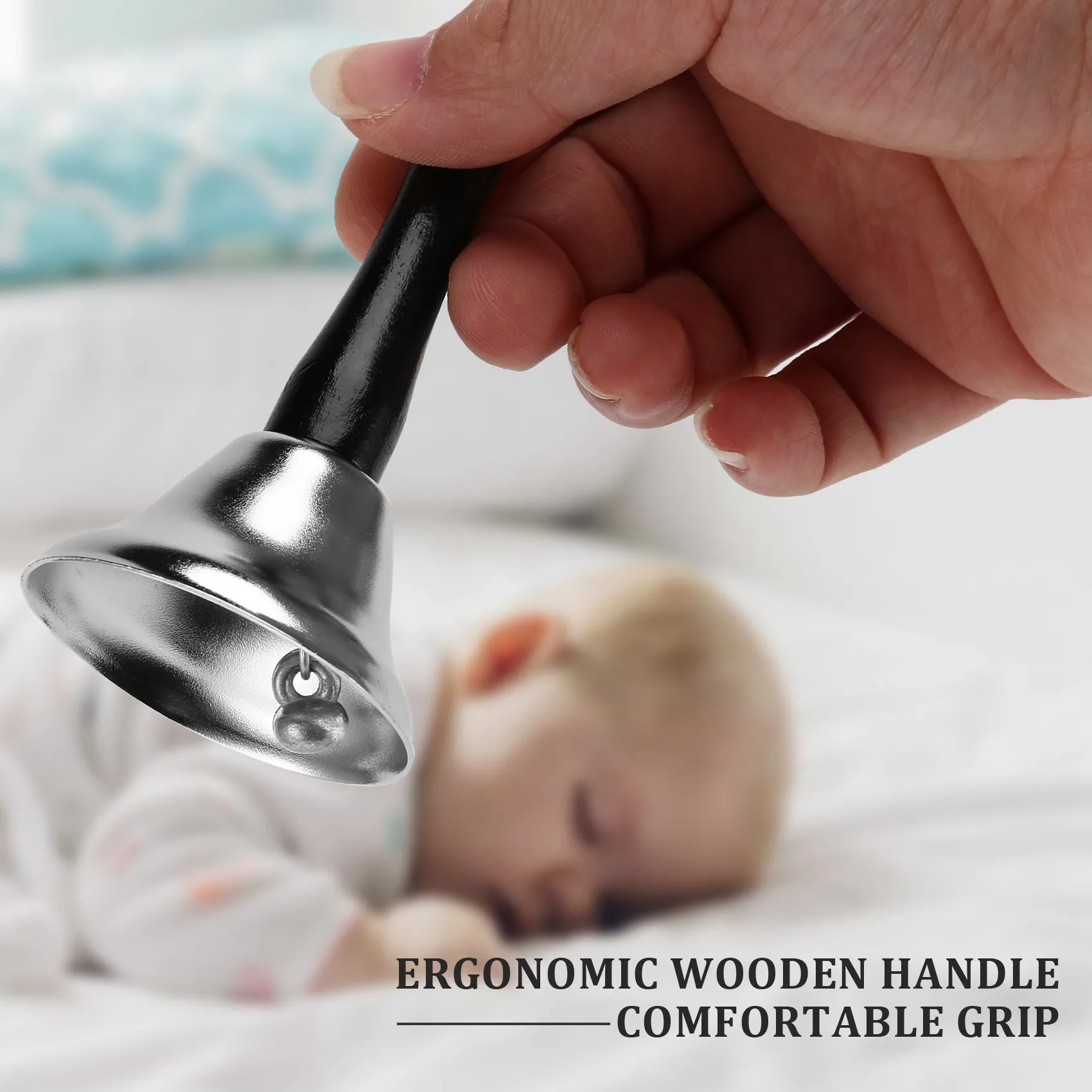 24-компонентные колокольчики серебряные стальные сервисные черная деревянная