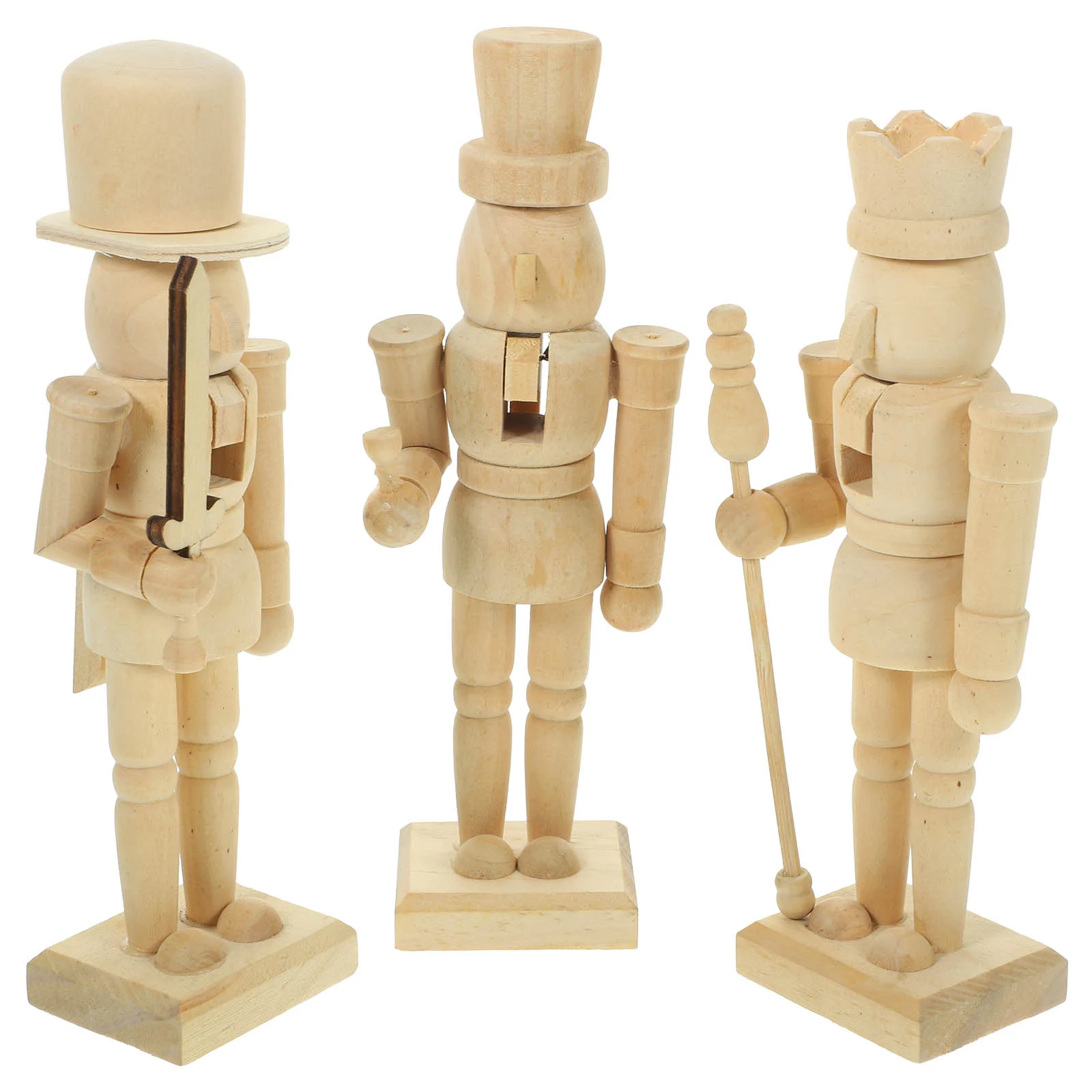 

Wood Nutcracker Decor Soldier Puppet Educational Craft Toys Unfinished Ornament Wooden DIY Adornment Blank Unpainted Xmas