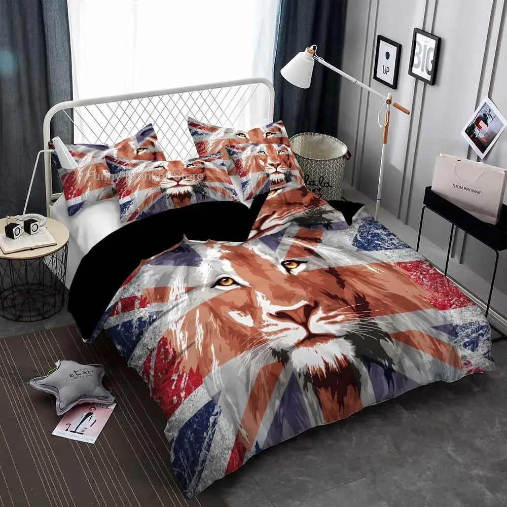 

Lion 3D Printed Bedding Set American Flag Duvet Cover Sets Comforter Bed Linen Twin Queen King Single Size Dropshipping