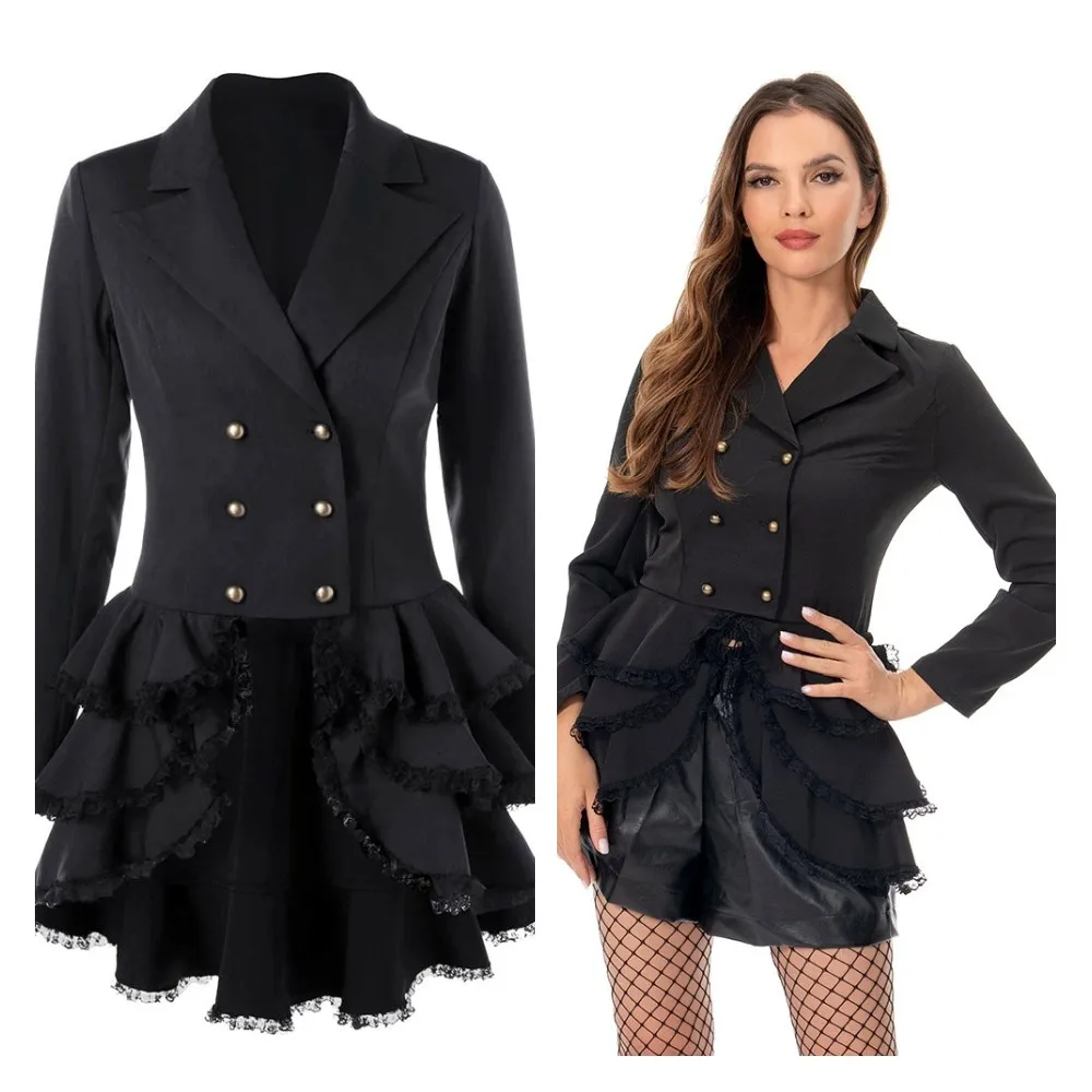 

Женский облегающий костюм с воланом на подоле, куртка на шнуровке, блузка, наряды, модная одежда, платье, повседневный карнавальный костюм н...