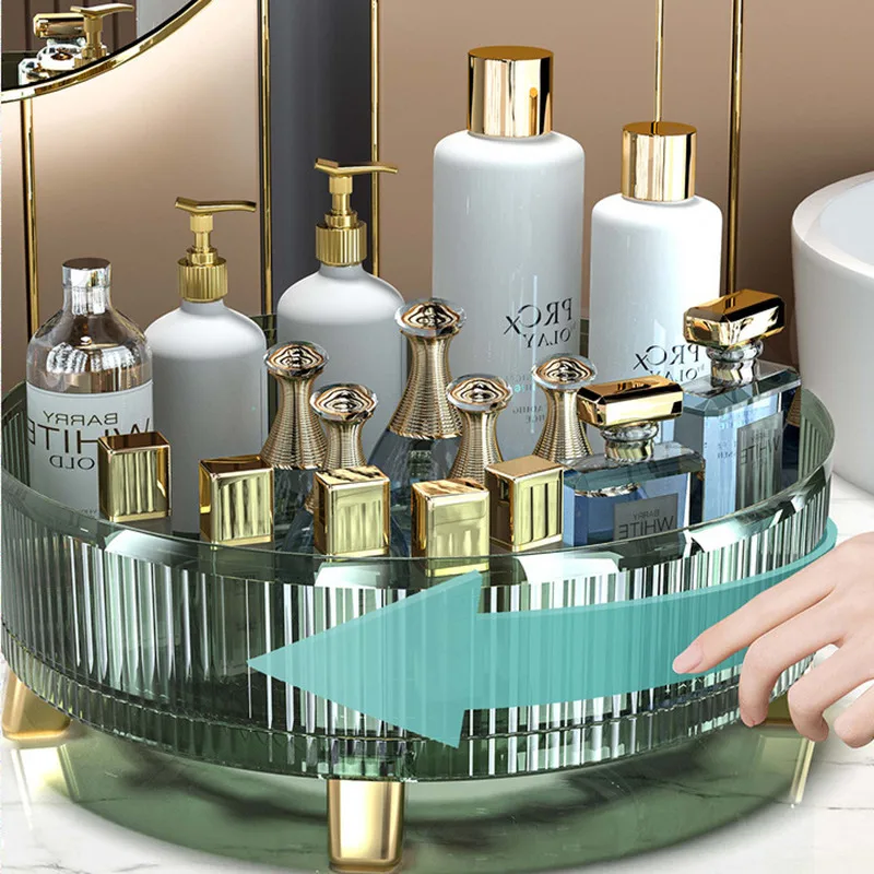 

360 Degree Rotating Organizer Cosmetic Storage Containers Multifunctional Plate Kitchen Turntable Round Condiment Spice Rack