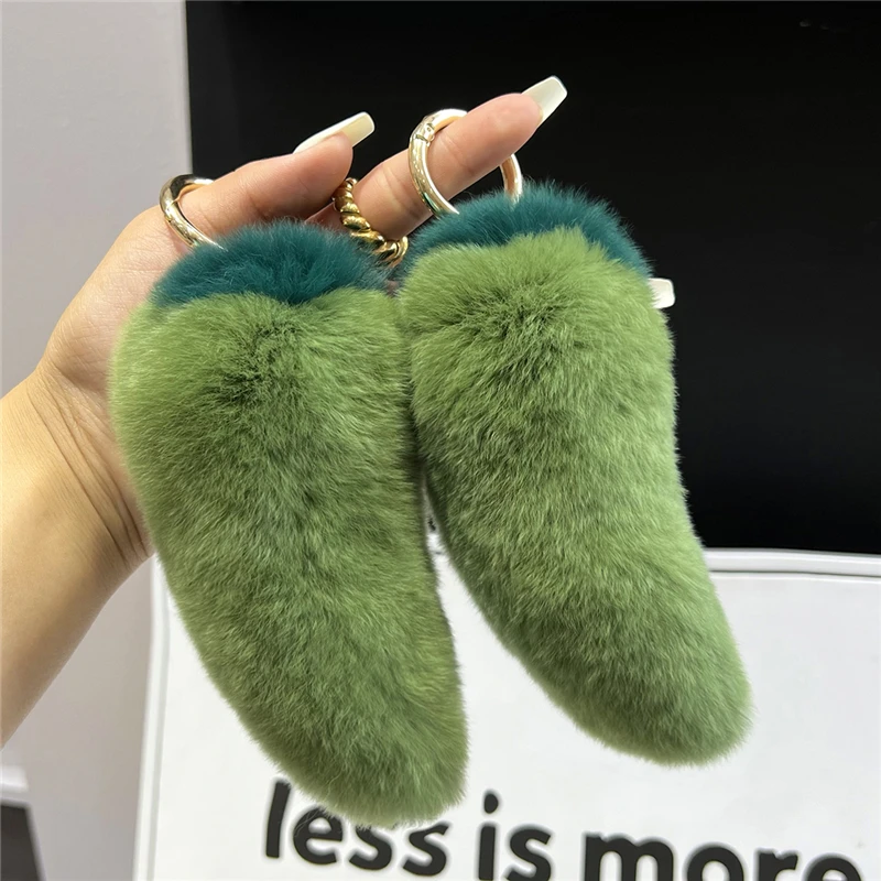 Милые искусственные брелки Плюшевые зеленые безделушки Женская сумочка