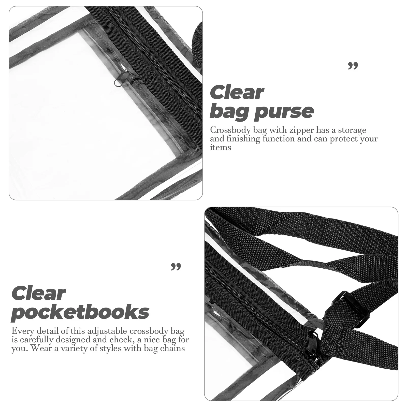 4 Pack Transparent Wallet Tote Bag Beach Crossbody Clear Stadium Phones Pu Miss Coin Purse