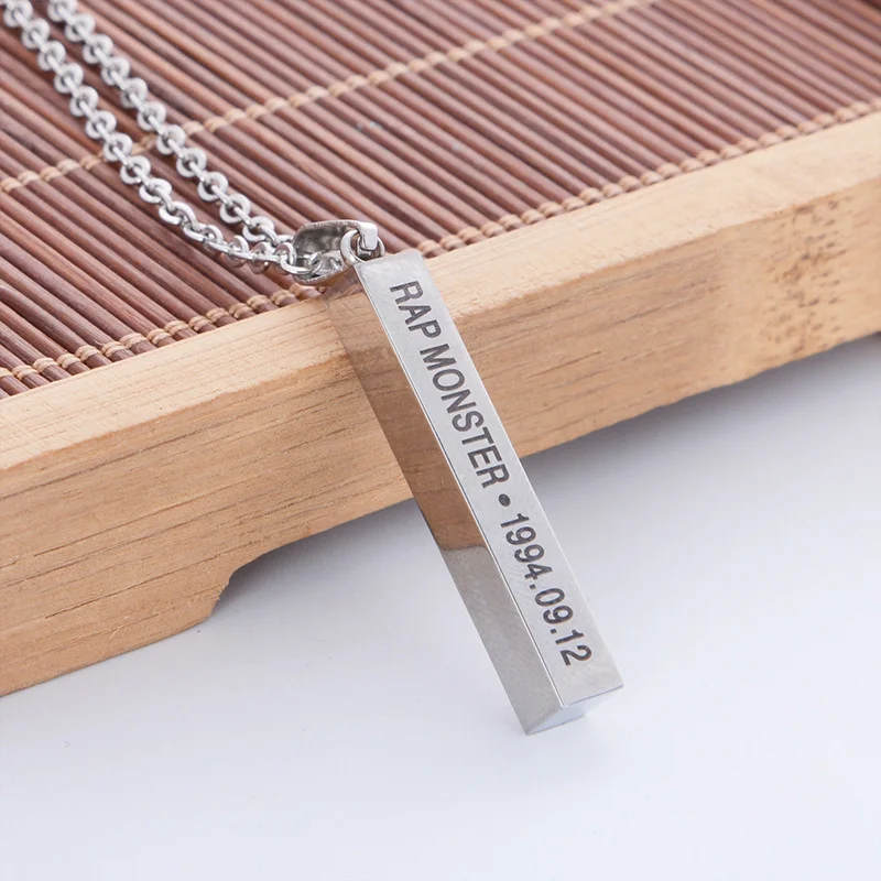 

KPOP Necklace Bangtan Boys Jimin JIN J-Hope Suga Stainless Steel Square Pendant Chain Choker Necklace Men Women Jewelry Collier