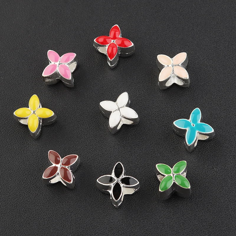 

10 Pcs/lot Big Hole Bead Alloy Oil Dripping Heart-shaped Loose Charm Beads for Jewelry Making Pandora Bracelet Diy Accessories