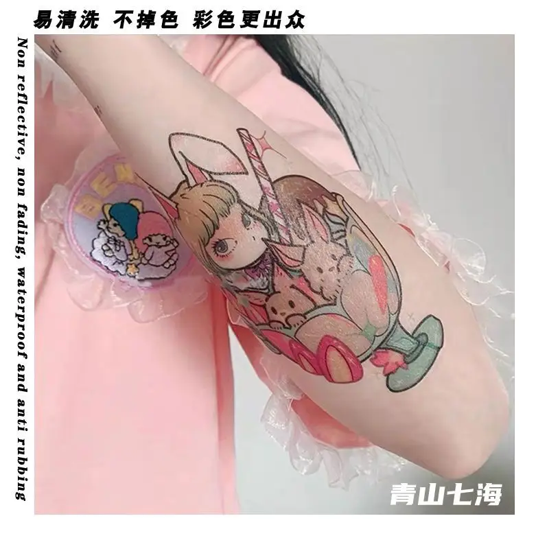 

Fake Tattoos for Women Ice Cream Bunny Girl Tattoo Sticker Cartoon Arm Tatoo Festival Art Temporary Tattoo Hotwife Cute Stickers