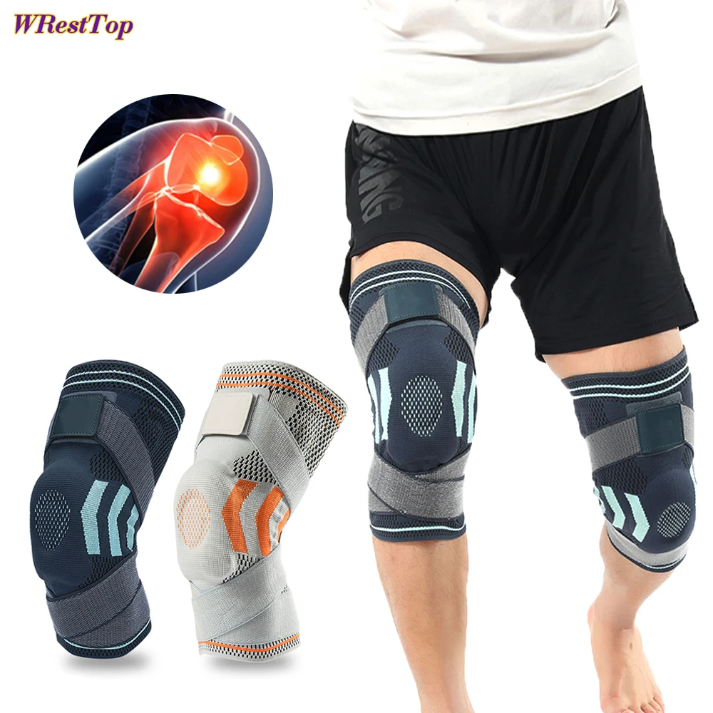 

Professional Adjustable Strap Knee Brace Compression Sleeve with Silicone Gel Knee Support Bandage for Pain Relief for Men Women