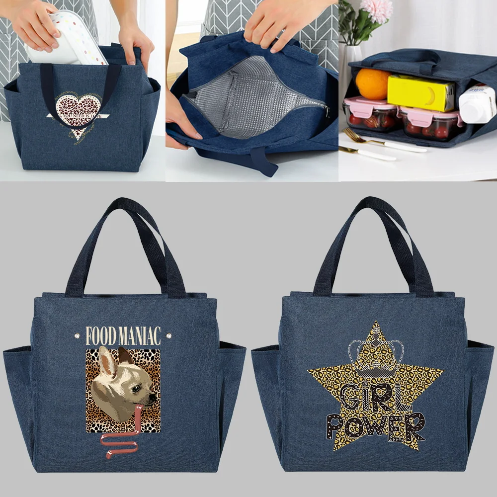 

Portable Insulated Lunch Cooler Bag Cute Leopard Series Dinner Bags Multifunction Large Capacity School Picnic Thermal Food Pack