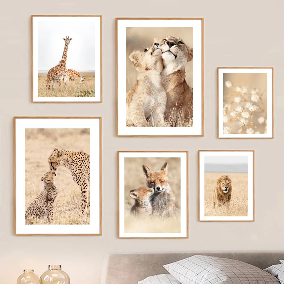 

Настенная Картина на холсте тропический Луг Тигр Лев Жираф лиса скандинавские постеры и принты картины для гостиной домашний декор