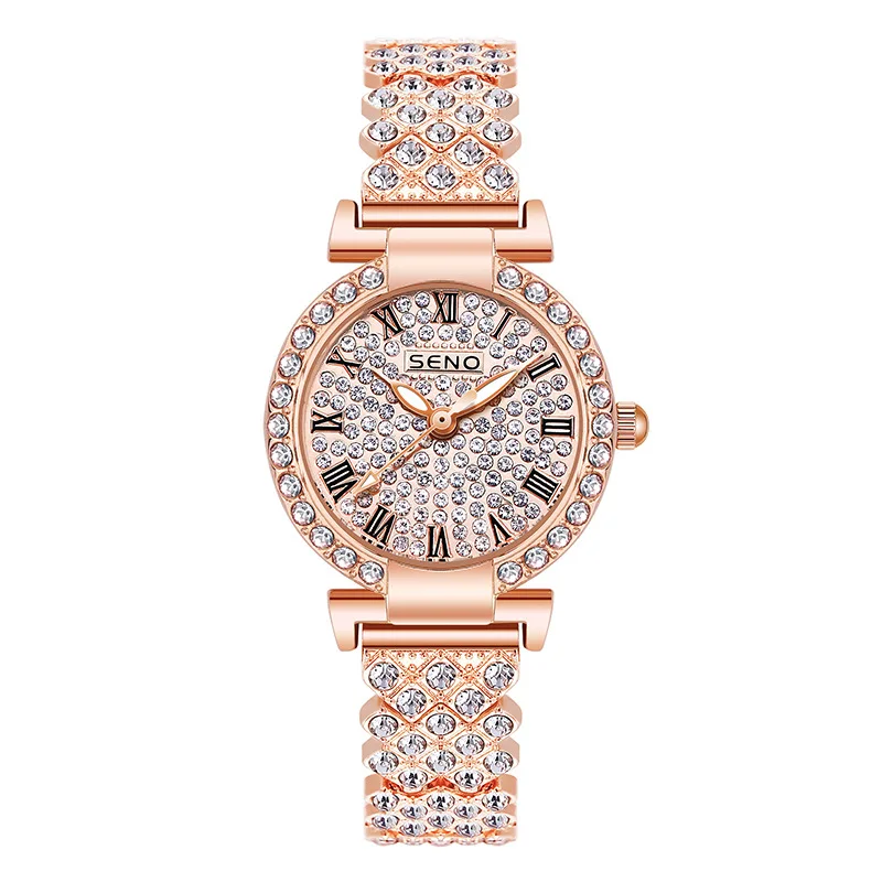 2023 Fashion new hot selling products rose gold diamond-encrusted waterproof luminous quartz watch
